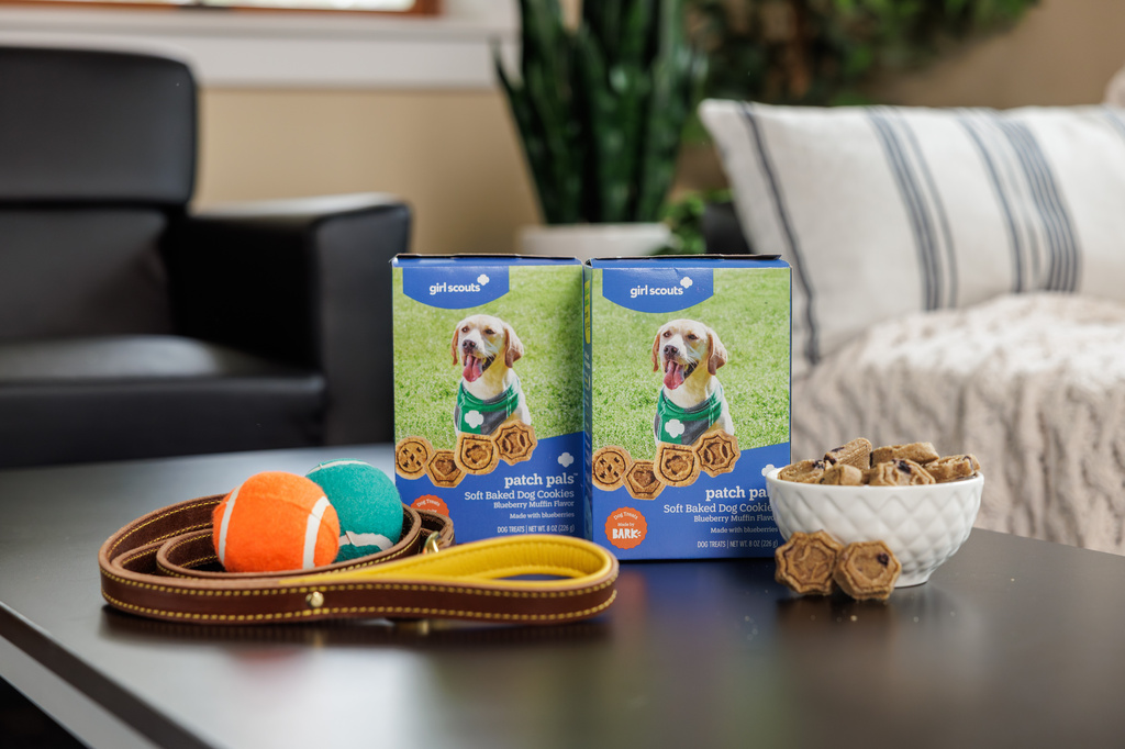 This Aug. 19, 2026 image provided by Girl Scouts of the USA shows their cookies for dogs – dubbed Patch Pals. (Girl Scouts of the USA via AP)