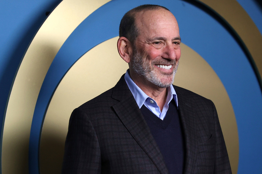 FILE - MLS soccer Commissioner Don Garber arrives at the FIFA Club World Cup 2025 Trophy Tour on Jan. 16, 2025, in New York. (AP Photo/Pamela Smith, File)