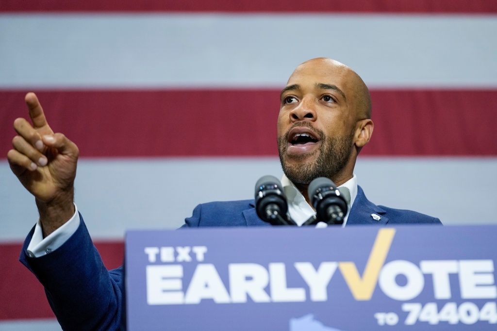 FILE - Wisconsin U.S. Senate candidate Mandela Barnes speaks at a rally Oct. 29, 2022, in Milwaukee. (AP Photo/Morry Gash, File)