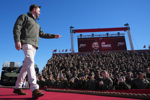 Vice President JD Vance arrives to speak at an event during activities to mark the upcoming Marine Corps' 250th anniversary Saturday, Oct 18, 2025, on Marine Corps Base Camp Pendleton in Camp Pendleton, Calif. (AP Photo/Gregory Bull) Vice President JD Vance arrives to speak at an event during activities to mark the upcoming Marine Corps' 250th anniversary Saturday, Oct 18, 2025, on Marine Corps Base Camp Pendleton in Camp Pendleton, Calif. (AP Photo/Gregory Bull)