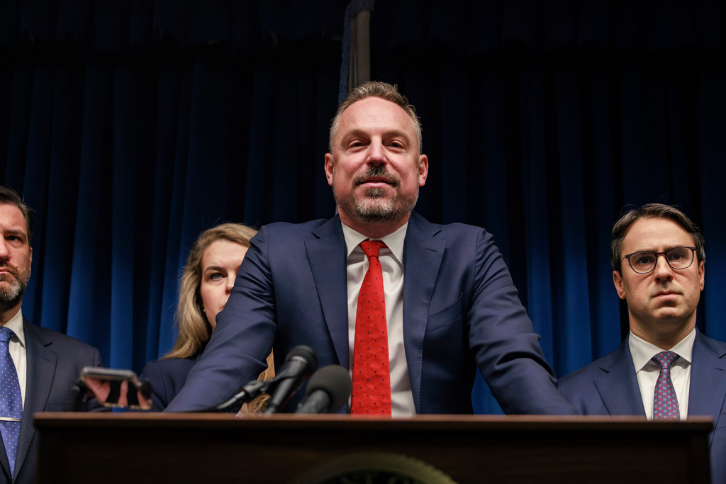 First Assistant U.S. Attorney Joseph H. Thompson delivers a statement during a news conference at the U.S. Attorney's Office inside the United States Courthouse on Thursday, Dec. 18, 2025, in Minneapolis. (Kerem Yücel/Minnesota Public Radio via AP)