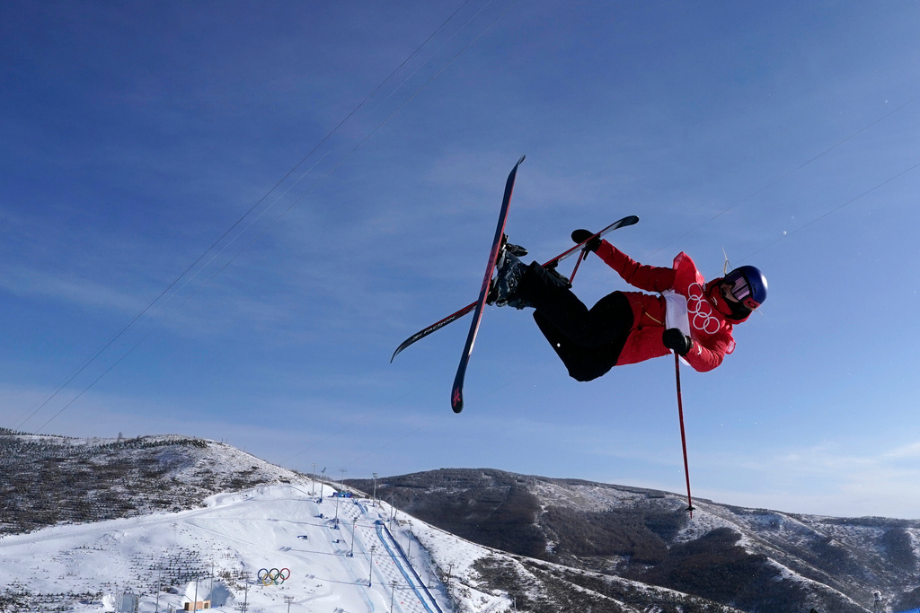 FILE - China's Eileen Gu competes during the women's halfpipe finals at the 2022 Winter Olympics, Feb. 18, 2022, in Zhangjiakou, China. (AP Photo/Gregory Bull, File)