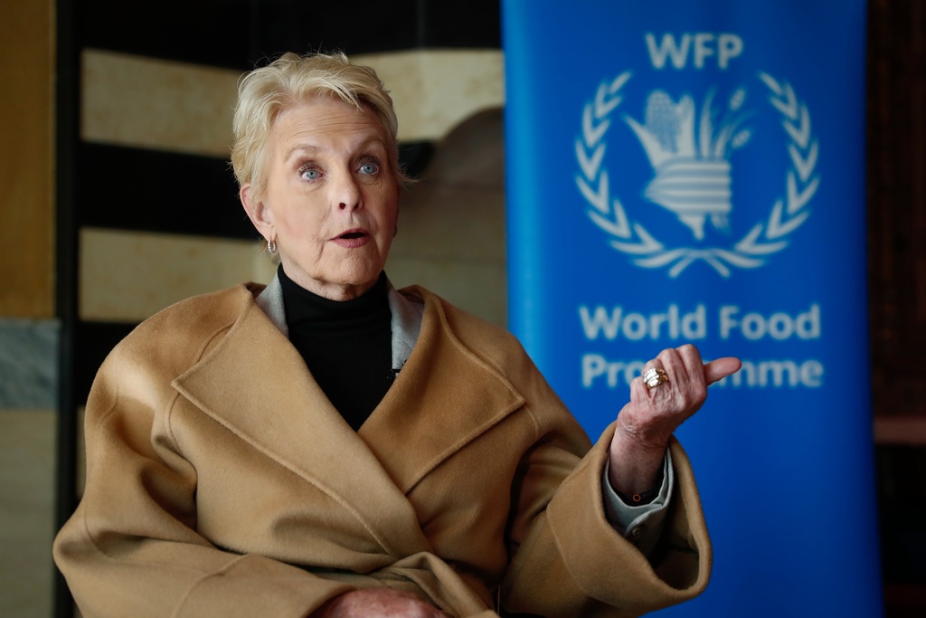 FILE- Executive director of the World Food Programme Cindy McCain speaks with the Associated Press in Damascus, Syria, on Jan. 14, 2025. (AP Photo/Omar Sanadiki, File)