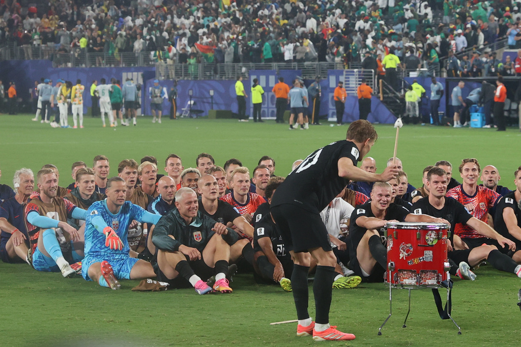 Norway players celebrate after the World Cup Group I soccer match against Senegal in East Rutherford, N.J., near New York, Monday, June 22, 2026. (AP Photo/Pamela Smith)