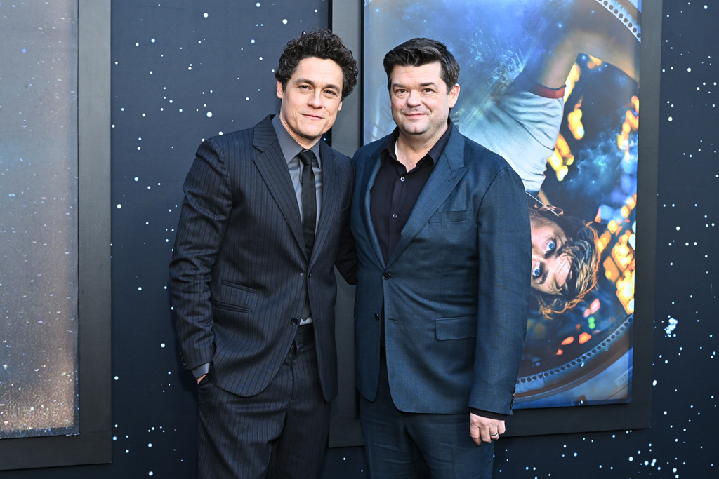 Directors Phil Lord, left, and Christopher Miller attend the premiere of "Project Hail Mary" at Lincoln Center Plaza on Wednesday, March 18, 2026, in New York. (Photo by Evan Agostini/Invision/AP)