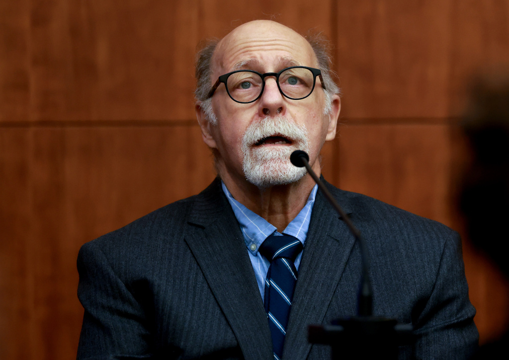 Psychiatrist Dr. Donald Condie testifies during Lindsay Clancy's murder trial in Plymouth Mass., Tuesday Aug. 18, 2026 in Plymouth, Mass. (Jonathan Wiggs/The Boston Globe via AP, Pool)