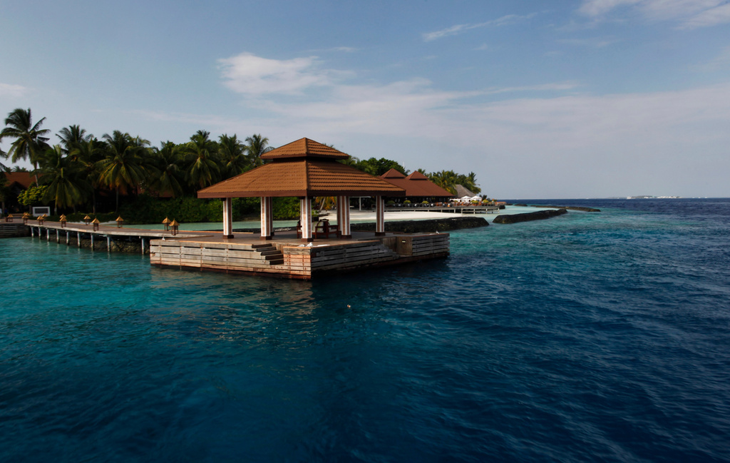 FILE - A jetty is seen on a resort on Male Attol in Maldives, Thursday, Feb. 16, 2012. (AP Photo/Gemunu Amarasinghe, file)