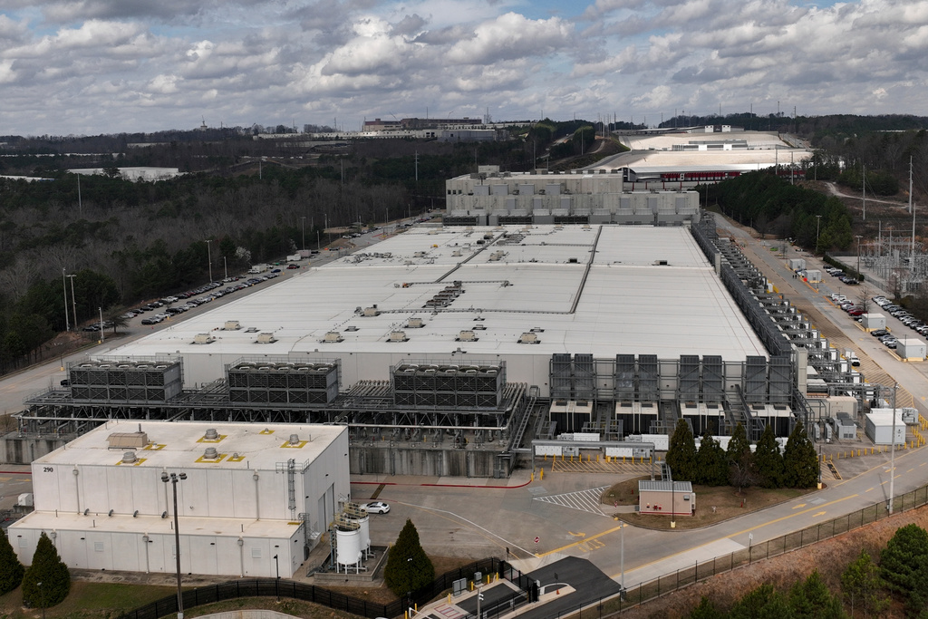 The Douglas County Google Data Center complex is seen, Friday, March 6, 2026, in Lithia Springs, Ga. (AP Photo/Mike Stewart)