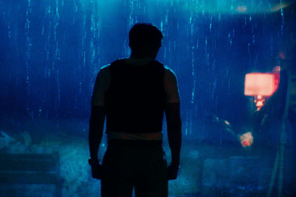 This image released by A24 shows Robert Pattinson in a scene from "Primetime." (A24 via AP)