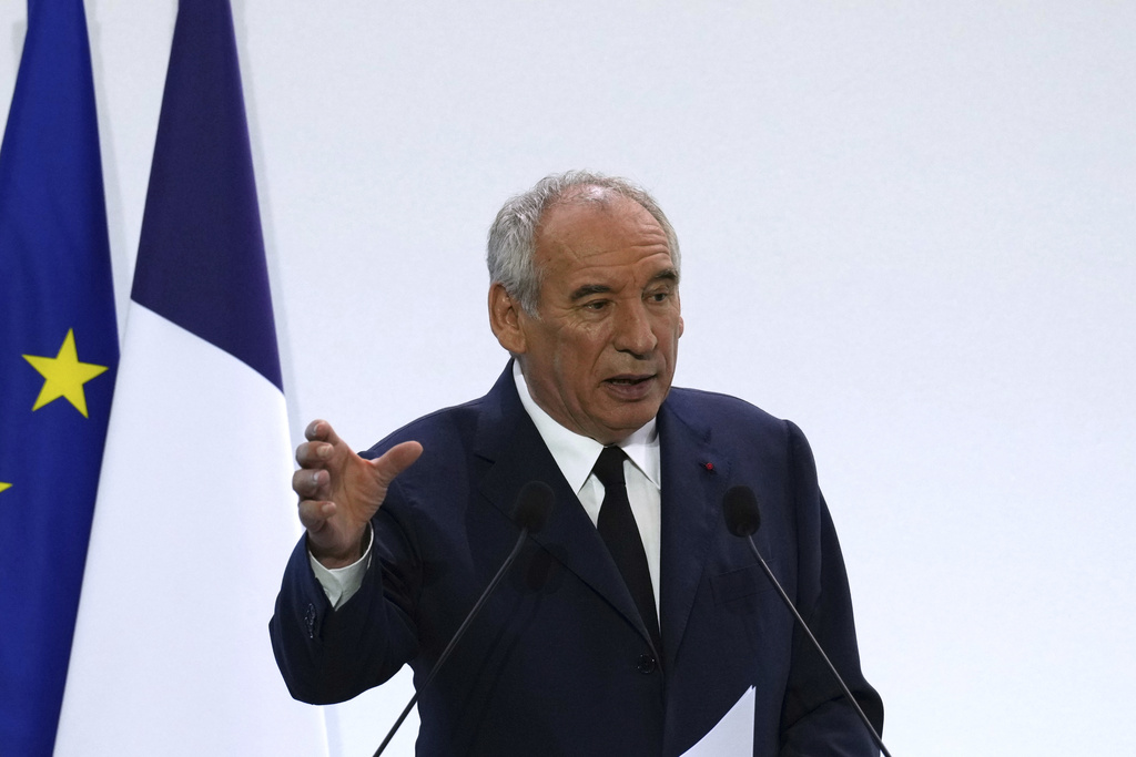 FILE - French Prime Minister Francois Bayrou unveils plans for next year's budget, Tuesday, July 15, 2025 in Paris. (AP Photo/Aurelien Morissard, File)
