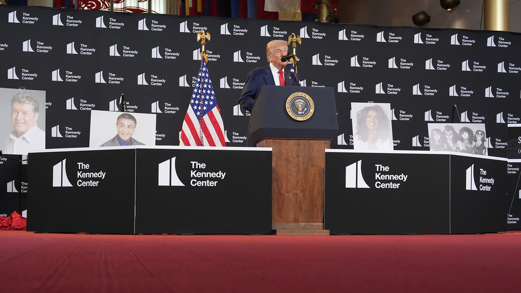 President Donald Trump speaks at the Kennedy Center, Wednesday, Aug. 13, 2025, in Washington. (AP Photo/Alex Brandon)