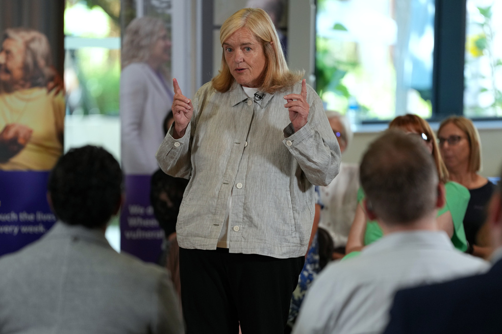 Baroness Louise Casey speaks during a visit of a care home in London, Wednesday, July 29, 2026.(AP Photo/Kirsty Wigglesworth, Pool)