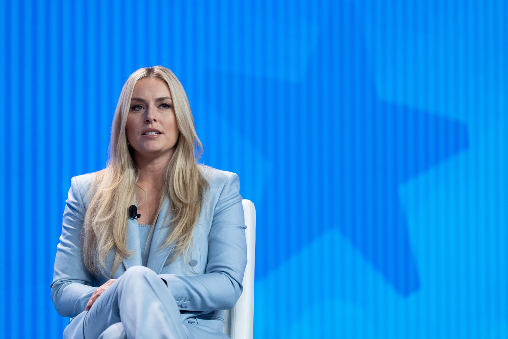 U.S. alpine skier Lindsey Vonn speaks during a news conference during Team USA Media Summit, on Tuesday, Oct. 28, 2025, in New York. (AP Photo/Yuki Iwamura)