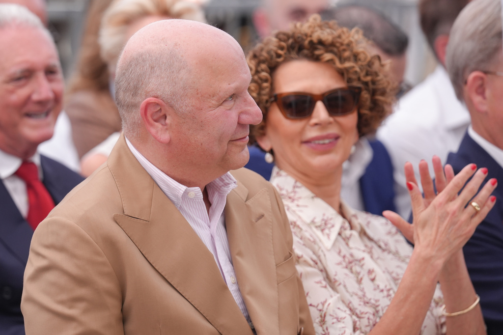 FILE - Chris Meledandri, left, and Donna Langley attend a ceremony honoring Meledandri with a star on the Hollywood Walk of Fame on Wednesday, June 10, 2026, in Los Angeles. (AP Photo/Chris Pizzello, File)