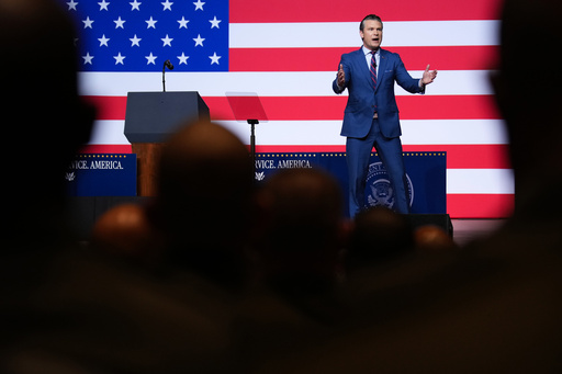 Secretary of Defense Pete Hegseth speaks to senior military leaders at Marine Corps Base Quantico, Tuesday, Sept. 30, 2025 in Quantico, Va. (Andrew Harnik/Pool via AP) Secretary of Defense Pete Hegseth speaks to senior military leaders at Marine Corps Base Quantico, Tuesday, Sept. 30, 2025 in Quantico, Va. (Andrew Harnik/Pool via AP)