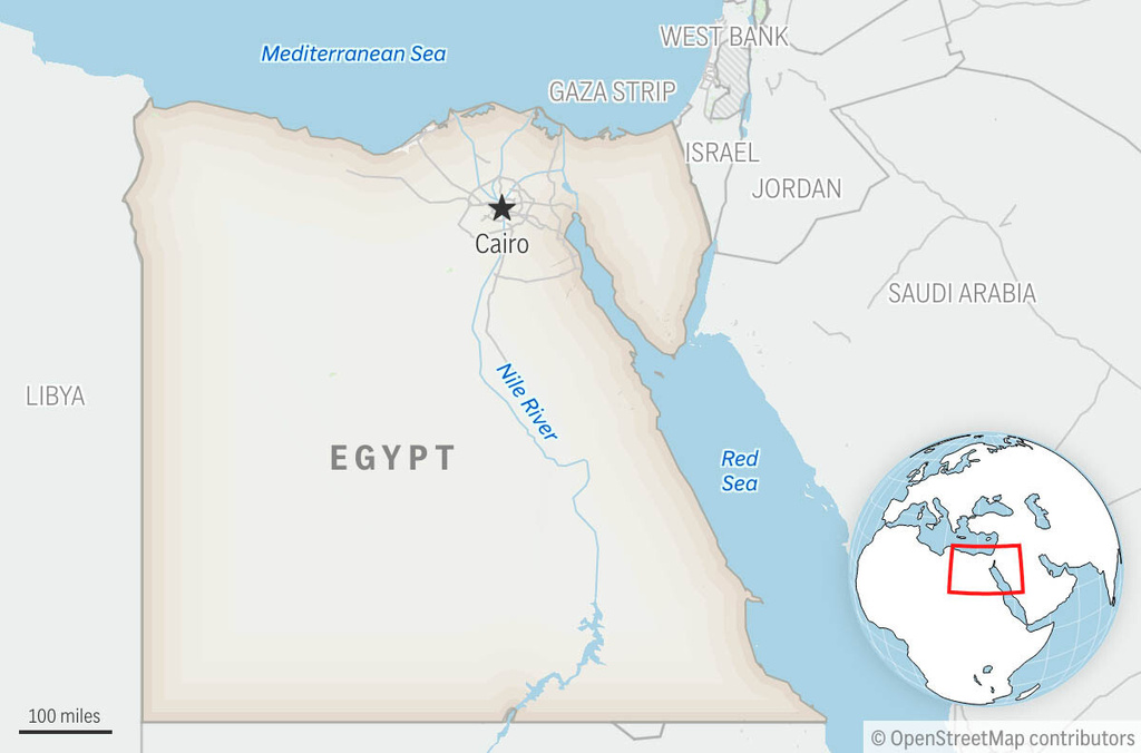 This is a locator map for Egypt with its capital, Cairo. (AP Photo)