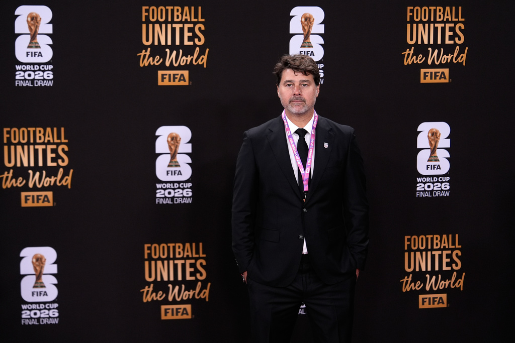 U.S. team coach Mauricio Pochettino arrives to attend the draw for the 2026 soccer World Cup at the Kennedy Center in Washington, Friday, Dec. 5, 2025. (AP Photo/Julia Demaree Nikhinson)