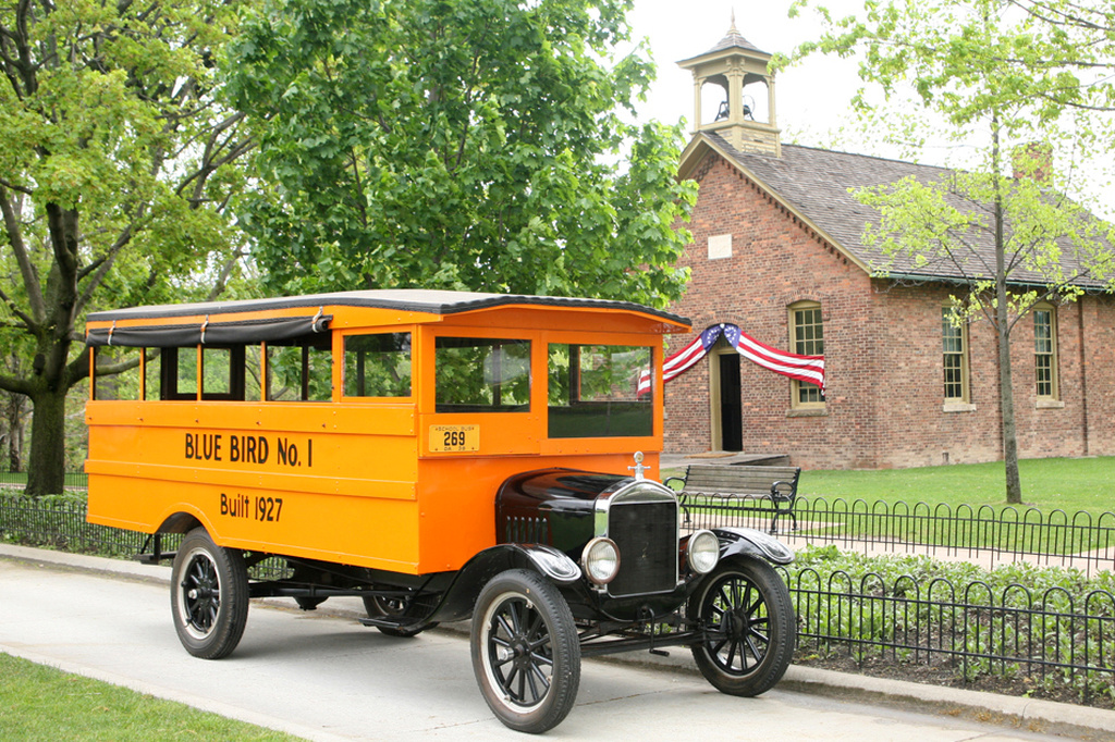 This handout photo provided by The Henry Ford Museum shows a 1927 Blue Bird ion display at the Henry Ford Museum in Dearborn, Mich., 2008. This is the oldest surviving school bus in America. (Rudy Ruzicska/The Henry Ford Museum via AP)
