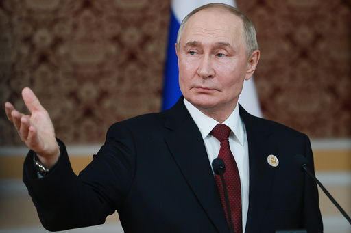 Russian President Vladimir Putin holds a news conference after the summit of the Commonwealth of Independent States in Dushanbe, Tajikistan, Friday, Oct. 10, 2025. (Vladimir Smirnov, Sputnik, Kremlin Pool Photo via AP) Russian President Vladimir Putin holds a news conference after the summit of the Commonwealth of Independent States in Dushanbe, Tajikistan, Friday, Oct. 10, 2025. (Vladimir Smirnov, Sputnik, Kremlin Pool Photo via AP)