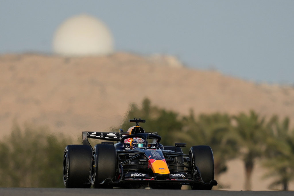 FILE - Red Bull driver Max Verstappen of the Netherlands steers his car during a Formula One pre-season test at the Bahrain International Circuit in Sakhir, Bahrain, Feb. 11, 2026. (AP Photo/Altaf Qadri, file)