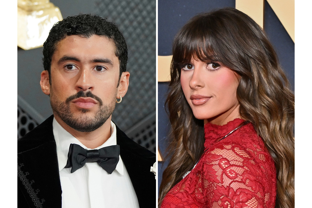 Bad Bunny appears at the 68th annual Grammy Awards in Los Angeles on Feb. 1, 2026, left, and Ella Langley appears at the 59th Annual Country Music Association Awards in Nashville, Tenn., on Nov. 19, 2025. (AP Photo)