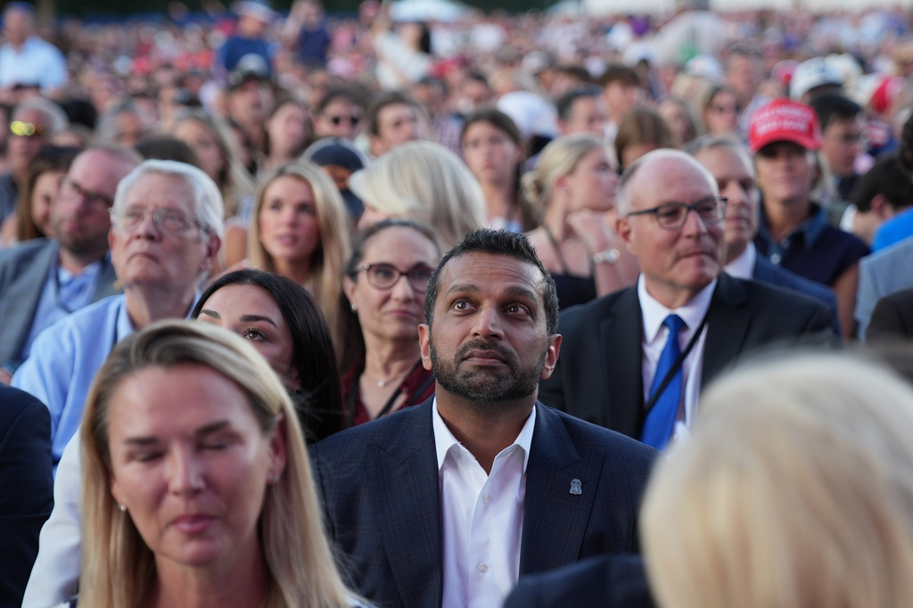 FBI Director Kash Patel listens to speakers at the opening of the Great American State Fair, Wednesday, June 24, 2026, in Washington. (AP Photo/Jacquelyn Martin)