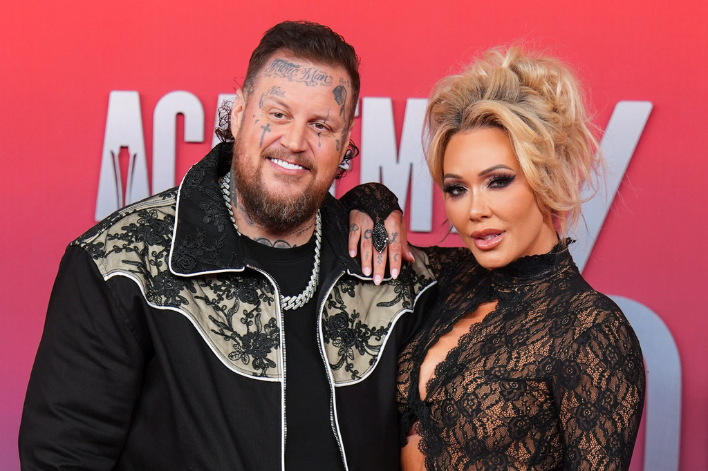 FILE - Jelly Roll, left, and Bunnie Xo appear at the 60th annual Academy of Country Music Awards on May 8, 2025, in Frisco, Texas. (AP Photo/LM Otero, File)