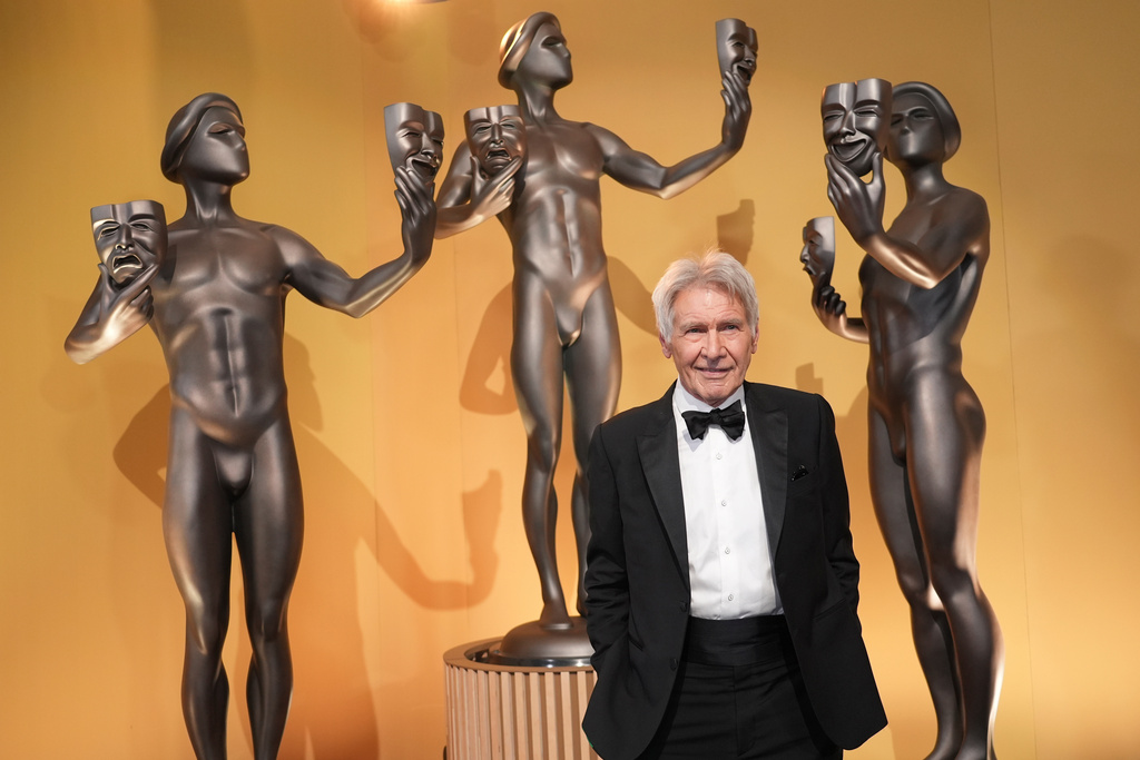 FILE - Harrison Ford arrives at the 31st annual Screen Actors Guild Awards on Feb. 23, 2025, at the Shrine Auditorium in Los Angeles. (AP Photo/Chris Pizzello, File)