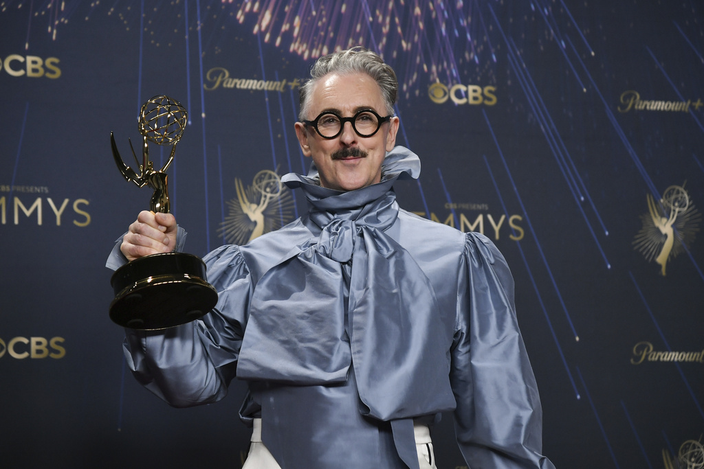 Alan Cumming, winner of the award for outstanding reality competition program for "The Traitors," poses in the press room during the 77th Primetime Emmy Awards on Sunday, Sept. 14, 2025, at the Peacock Theater in Los Angeles. (Photo by Richard Shotwell/Invision/AP)