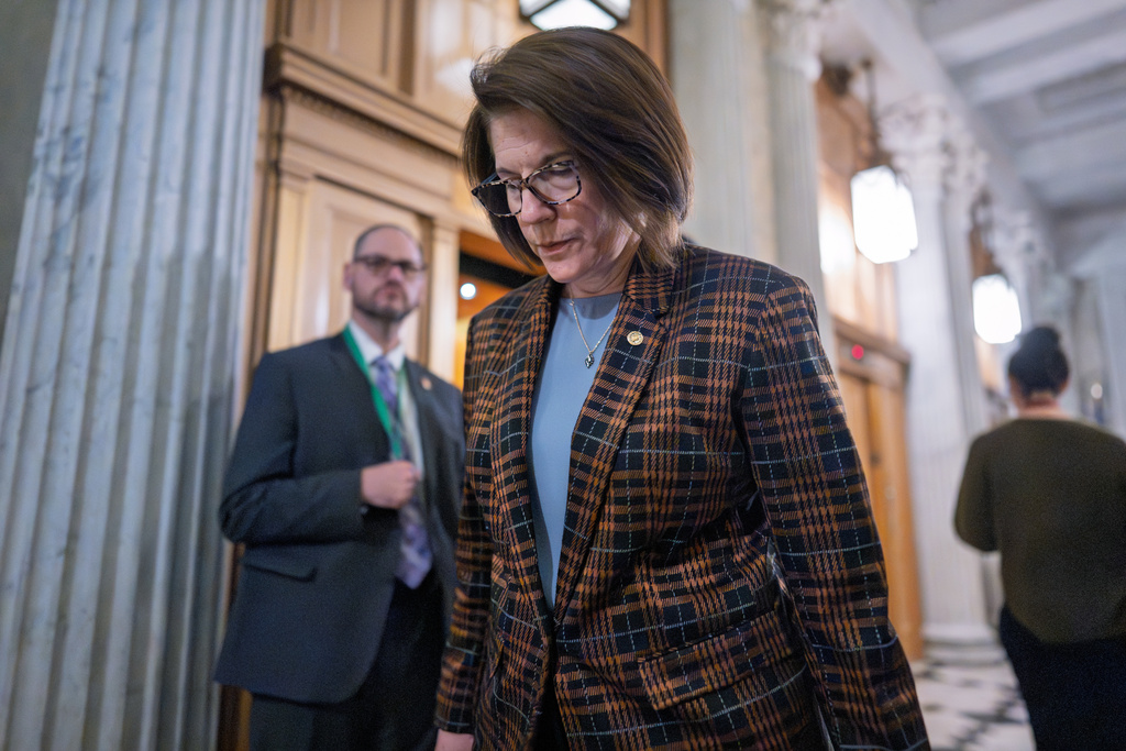 Sen. Catherine Cortez Masto, D-Nev., arrives for final votes as the Senate works to bring the longest government shutdown in U.S. history to an end after a bipartisan compromise, at the Capitol in Washington, Monday, Nov. 10, 2025. (AP Photo/J. Scott Applewhite)