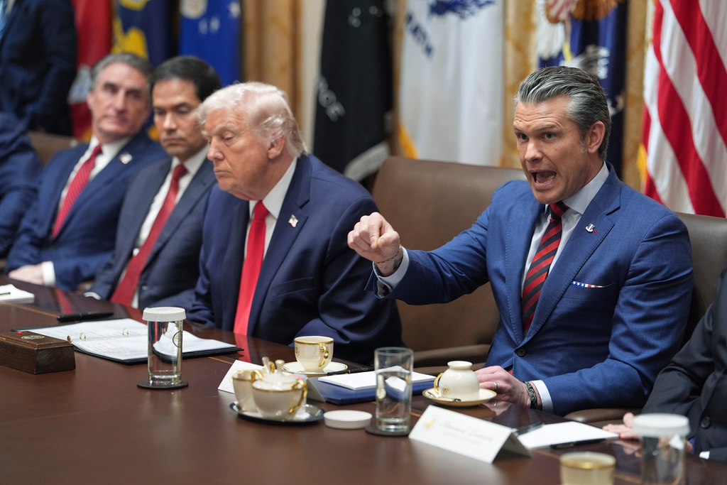 Defense Secretary Pete Hegseth speaks during a cabinet meeting at the White House, Thursday, Jan. 29, 2026, in Washington. (AP Photo/Evan Vucci)