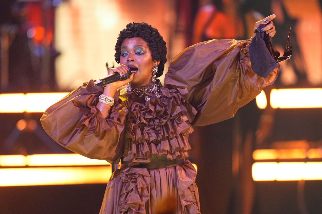 Lauryn Hill accepts the living legend icon award during the BET Awards on Sunday, June 28, 2026, at the Peacock Theater in Los Angeles. (AP Photo/John Locher)