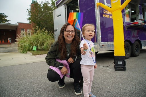 Nikki Lyons, left, laughs as her daughter, Maeve, 2, waves a flag at Pride Fest in Wake Forest, N.C., on Saturday, Oct. 11, 2025. (AP Photo/Allen G. Breed) Nikki Lyons, left, laughs as her daughter, Maeve, 2, waves a flag at Pride Fest in Wake Forest, N.C., on Saturday, Oct. 11, 2025. (AP Photo/Allen G. Breed)