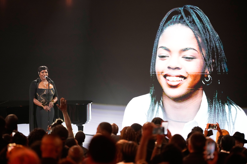 Tanya Trotter performs during the living legend tribute for Lauryn Hill at the BET Awards on Sunday, June 28, 2026, at the Peacock Theater in Los Angeles. (AP Photo/John Locher)