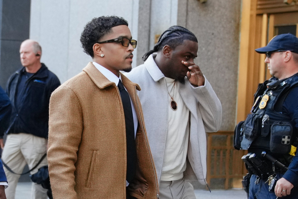 Justin Combs, Sean "Diddy" Combs' son, arrives to the Manhattan federal court for the sentencing of Sean "Diddy" Combs in New York, Friday, Oct. 3, 2025. (AP Photo/Eduardo Munoz Alvarez)