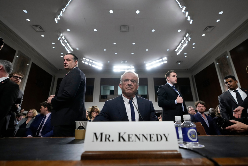FILE - Robert F. Kennedy Jr., President Donald Trump's choice to be Secretary of Health and Human Services, appears before the Senate Finance Committee for his confirmation hearing, at the Capitol in Washington, Jan. 29, 2025. (AP Photo/Ben Curtis, file)