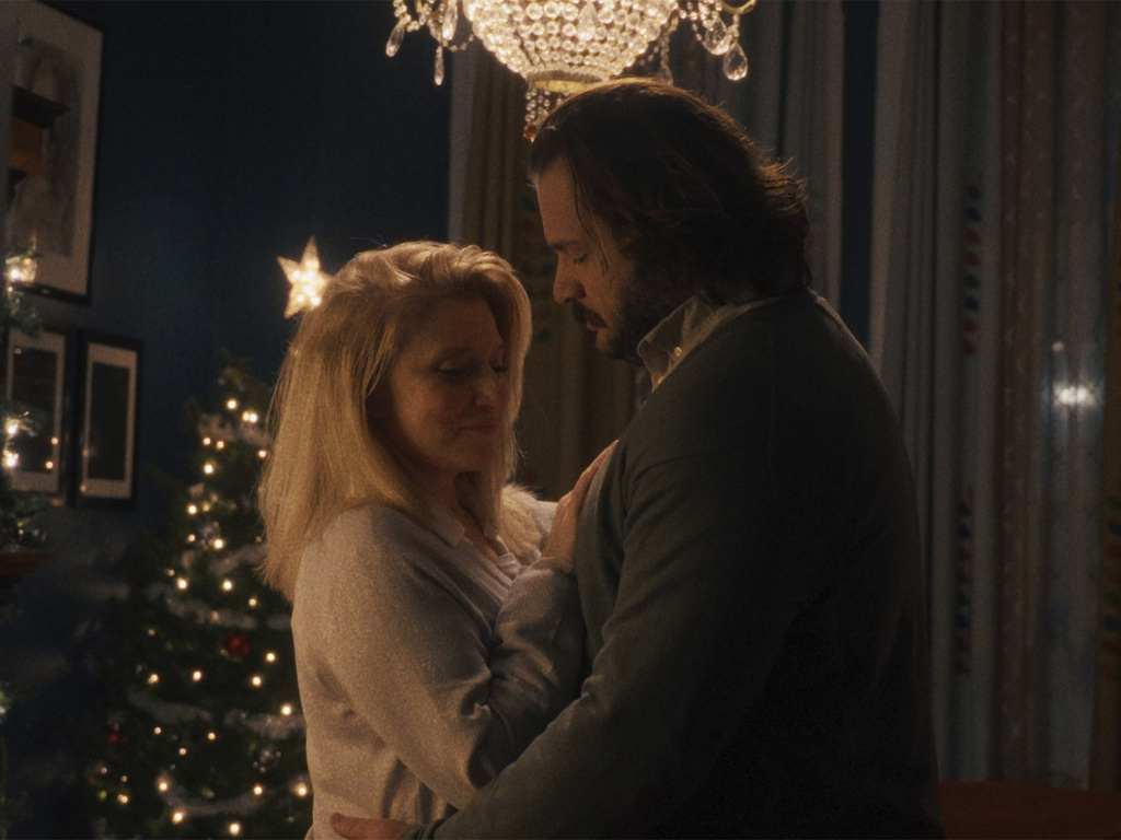 This image released by IFC Films shows Liz Larsen, left, and Michael Strassner in a scene from "The Baltimorons." (IFC Films via AP)