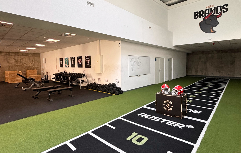 Facilities for the Madrid Bravos, the American football franchise created in 2023 to play in the European League of Football, in Madrid, Spain, on Nov. 4, 2025. (AP Photo/Tales Azzoni)