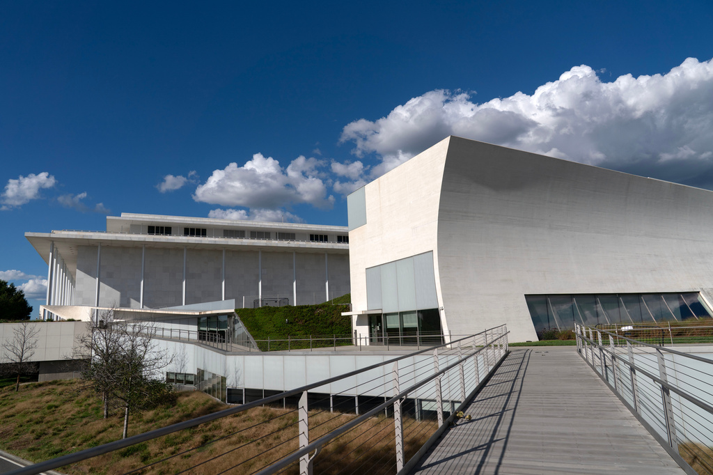 The John F. Kennedy Center for the Performing Arts, is seen, Sunday, Sept. 6, 2026, in Washington. (AP Photo/Jose Luis Magana)