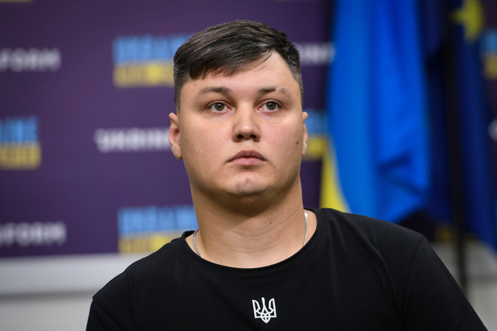 FILE - Russian defector Maksim Kuzminov attends a news conference in Kyiv, Ukraine, Sept. 5, 2023. (AP Photo/Vladyslav Musiienko, File)