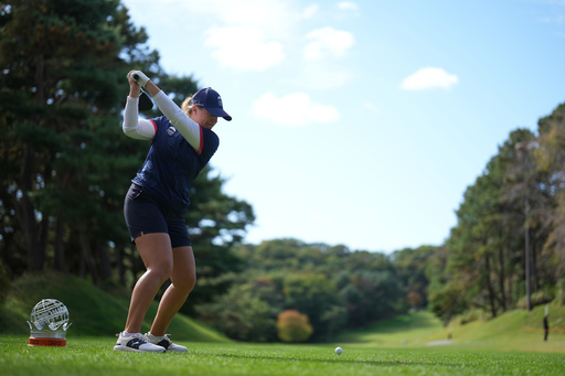 Lauren Coughlin of the United States tees off on the eighth hole during the pool A match against Thailand team for the LPGA International Crown golf tournament at the New Korea Country Club in Goyang, South Korea, Friday, Oct. 24, 2025. (AP Photo/Lee Jin-man) Lauren Coughlin of the United States tees off on the eighth hole during the pool A match against Thailand team for the LPGA International Crown golf tournament at the New Korea Country Club in Goyang, South Korea, Friday, Oct. 24, 2025. (AP Photo/Lee Jin-man)