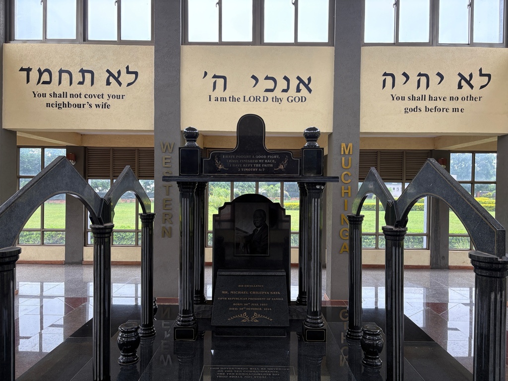 A mausoleum holding the remains of Michael Sata, Zambia's fifth president, at the cemetery in the Zambian capital of Lusaka where all of Zambia's former leaders are buried, is photographed Thursday, Feb. 12, 2026 (AP Photo/Rodney Muhumuza)