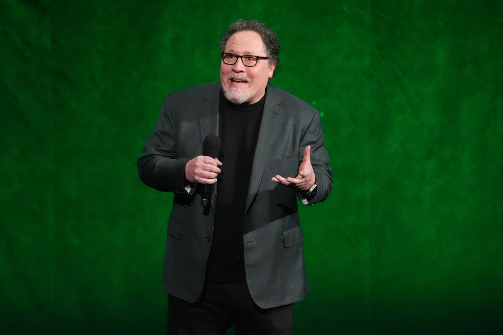FILE - Jon Favreau, director of "Star Wars: The Mandalorian and Grogu," speaks during the Walt Disney Studios presentation at CinemaCon on April 16, 2026, in Las Vegas. (AP Photo/Chris Pizzello, File)