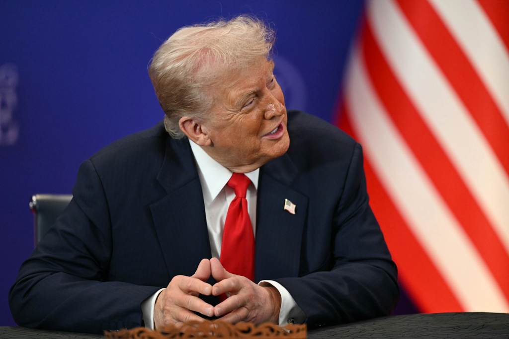 U.S. President Donald Trump attends the ceremonial signing of a ceasefire agreement between Thailand and Cambodia on the sidelines of the 47th Association of Southeast Asian Nations (ASEAN) summit in Kuala Lumpur, Malaysia, Sunday, Oct. 26, 2025. (Mohd Rasfan/Pool Photo via AP)