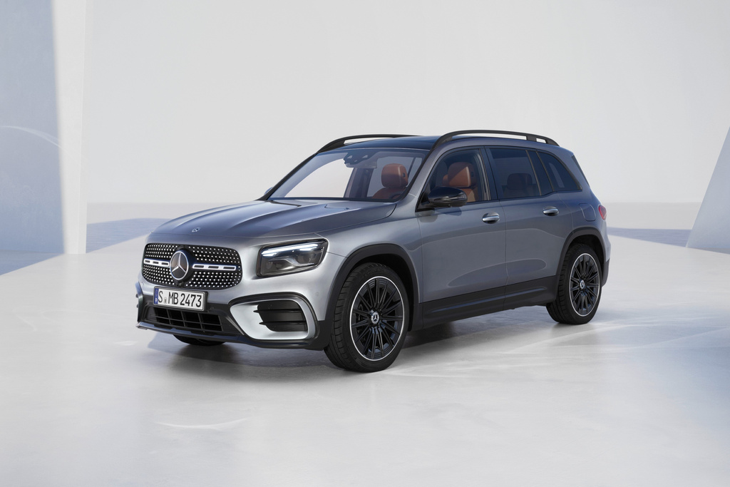 This photo provided by Mercedes-Benz shows the 2024 GLB. This little Mercedes SUV's boxy shape gives it a distinctive look and provides extra passenger and cargo space. (Courtesy of Mercedes-Benz USA via AP)