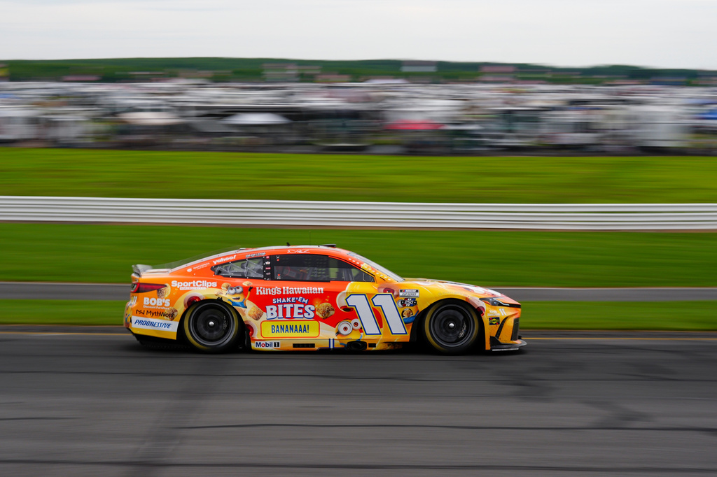 Denny Hamlin drives during a NASCAR Cup Series auto race at Pocono Raceway, Sunday, June 14, 2026, in Long Pond, Pa. (AP Photo/Derik Hamilton)