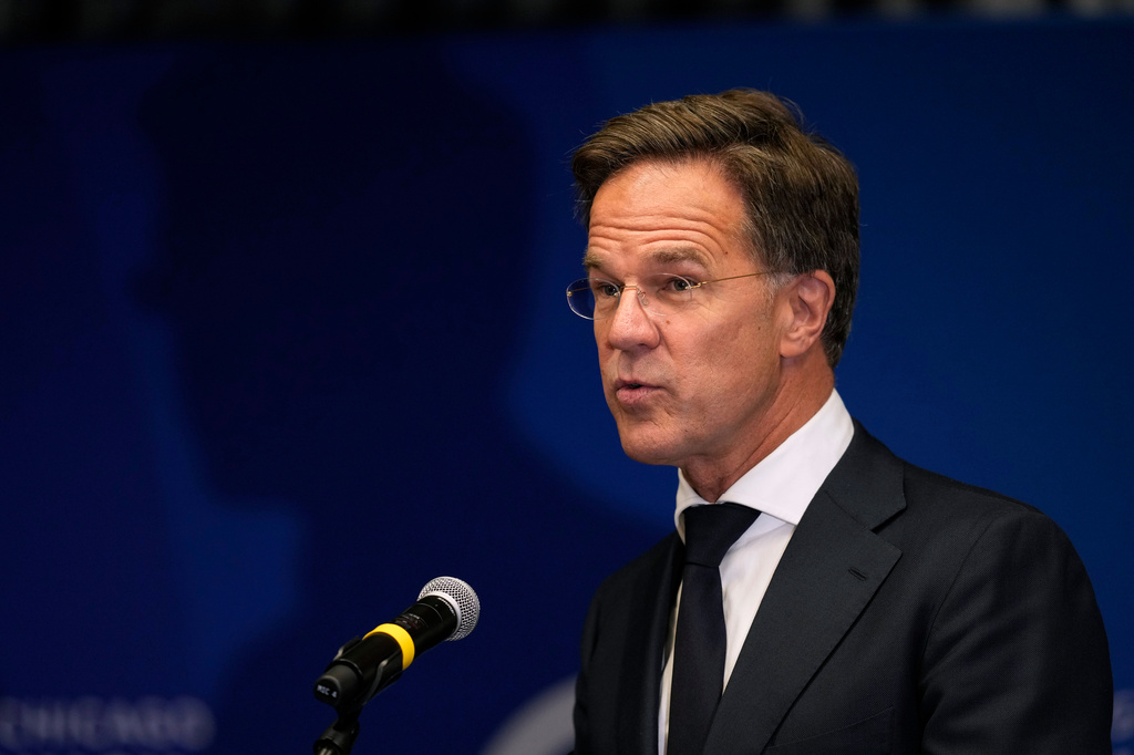 NATO Secretary General Mark Rutte speaks during a forum hosted by The Chicago Council on Global Affairs, Tuesday, Sept. 22, 2026, in Des Moines, Iowa. (AP Photo/Charlie Neibergall)