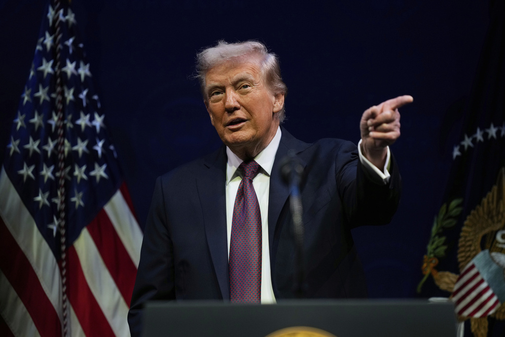 President Donald Trump speaks at a hearing of the Religious Liberty Commission at the Museum of the Bible, Monday, Sept. 8, 2025, in Washington. (AP Photo/Alex Brandon)