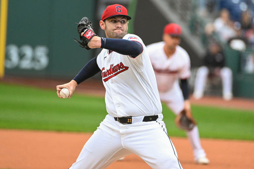Cleveland Guardians starting pitcher Gavin Williams delivers against the Athletics during the first inning of a baseball game, Sunday, Sept. 20, 2026, in Cleveland. (AP Photo/Phil Long)