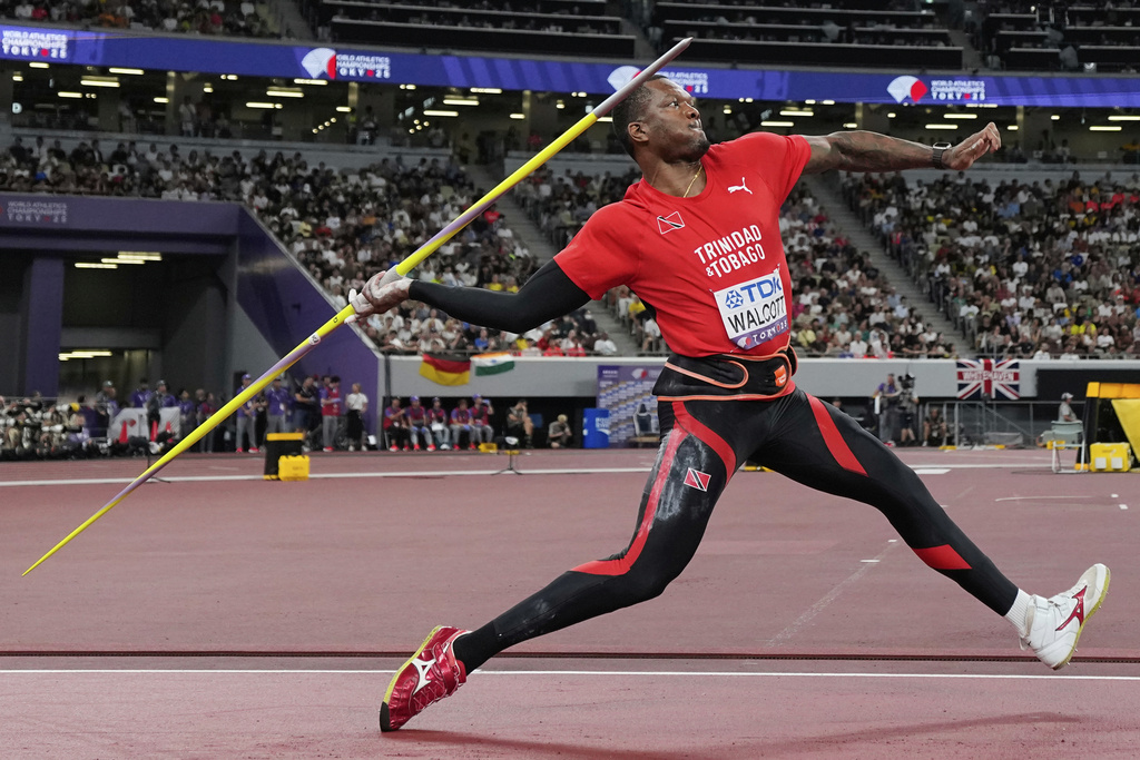 Trinidad And Tobago's Keshorn Walcott competes in the men's javelin throw final at the World Athletics Championships in Tokyo, Thursday, Sept. 18, 2025. (AP Photo/Ashley Landis)